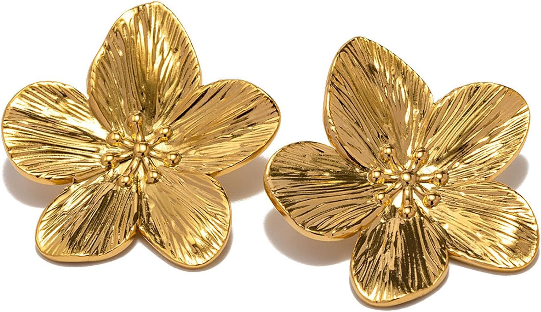 Gold Flower Earrings for Women Large Flower Dangle Studs Earrings Boho Gold Flower Butterfly Leaf... | Amazon (US)