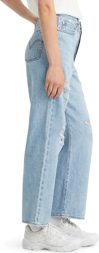 Ribcage Ripped High Waist Ankle Straight Leg Jeans | Nordstrom