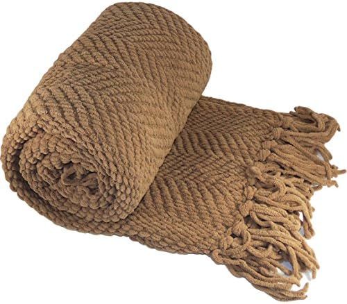 Home Soft Things Brown Throw Blanket Knitted Tweed Throw 50'' x 60'', Amphora, Super Soft Cozy Wa... | Amazon (US)