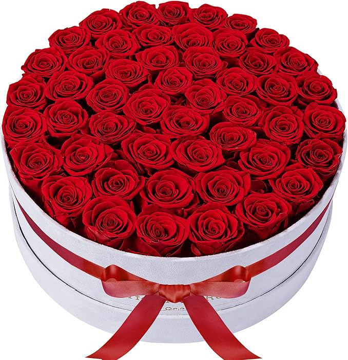 50 Piece Roses in a Velvet Box, Flowers for Delivery, Presereved Flowers Birthday Gifts for Women... | Amazon (US)