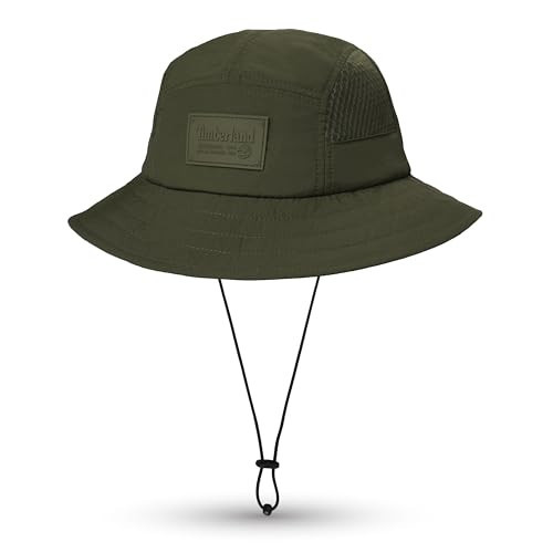 Timberland Mesh Panel Bucket Hat for Men, Dark Green, Large/XLarge, Breathable Sun Hat with Adjustable Chin Cord, Durable Wide Brim for Outdoor Adventures | Amazon (US)