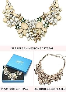 Womens Statement Necklaces Flower Chunky Necklace Floral Bib Necklaces | Amazon (US)