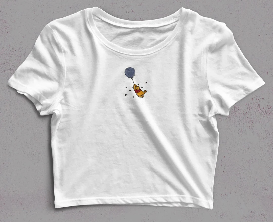 Winnie the Pooh, Bees and Balloon Nostalgic Embroidered Crop Top, Fall Halloween Crewneck, Croppe... | Etsy (US)