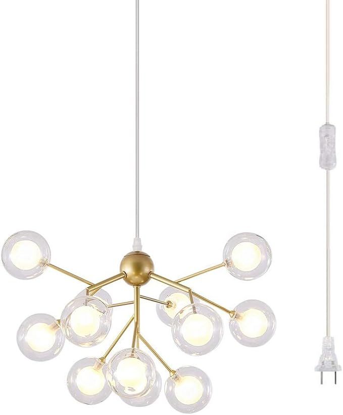 Dellemade DD00134B Plug in Sputnik Chandelier 12-Light Pendant Light with 16 ft Cord Bulbs Includ... | Amazon (US)