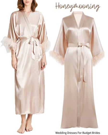 Boujee yet affordable long satin robe on Amazon. 

#ltkunder50 #weddingdayessentials #bacheloretteparty #honeymoonclothing 
#bridalshowergifts

#LTKstyletip #LTKGiftGuide #LTKwedding
