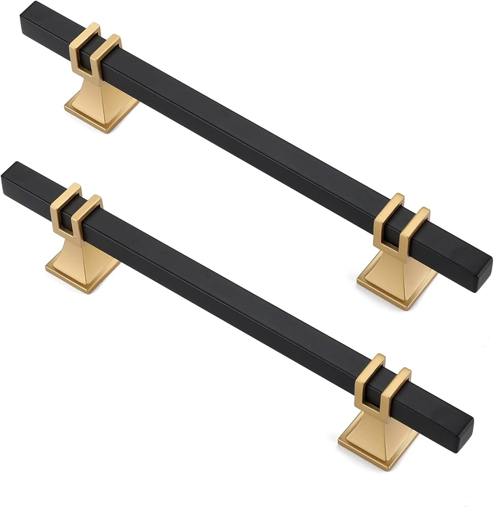 Paquete de 10 tiradores de gabinete negros y dorados de 5 pulgadas, manijas de gabinete de cocina... | Amazon (US)
