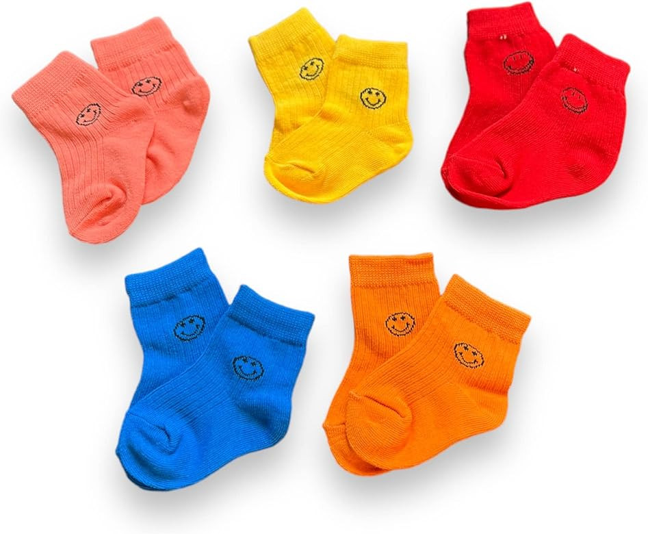 VILAVALI Smiley Face Socks for Toddlers and Kids - Sof Cotton Socks with Cute Funny Happy Face De... | Amazon (US)