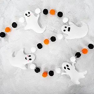 Whaline 6.6Ft Halloween Theme Banner Different Expressions Cute Ghosts Banner Black White Orange ... | Amazon (US)