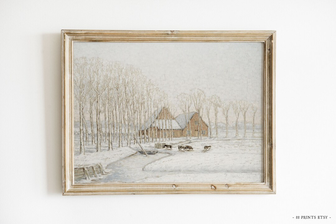 Muted Vintage Winter Print  Winter Christmas Art  Vintage - Etsy | Etsy (US)
