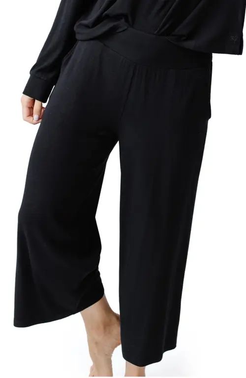 Cozy Earth Wide Leg Rib Pajama Pants in Black at Nordstrom, Size Large | Nordstrom