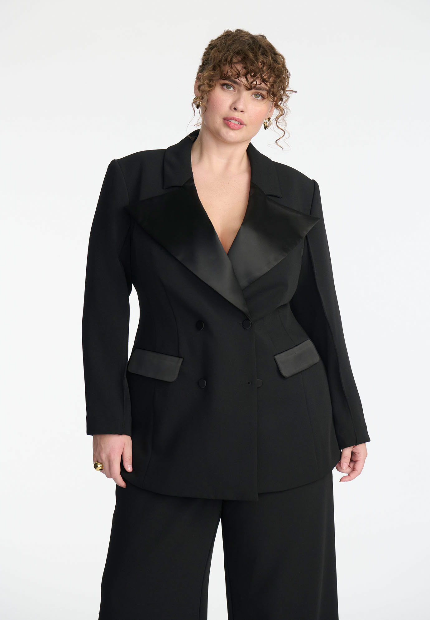 ELOQUII x kate spade new york Tailored Contrast Lapel Blazer | Eloquii