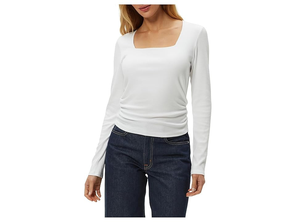 Michael Stars Sarah Square Neck Long Sleeve Women's Clothing White : XL (US 10-12), Cotton/Modal/Spandex | Zappos