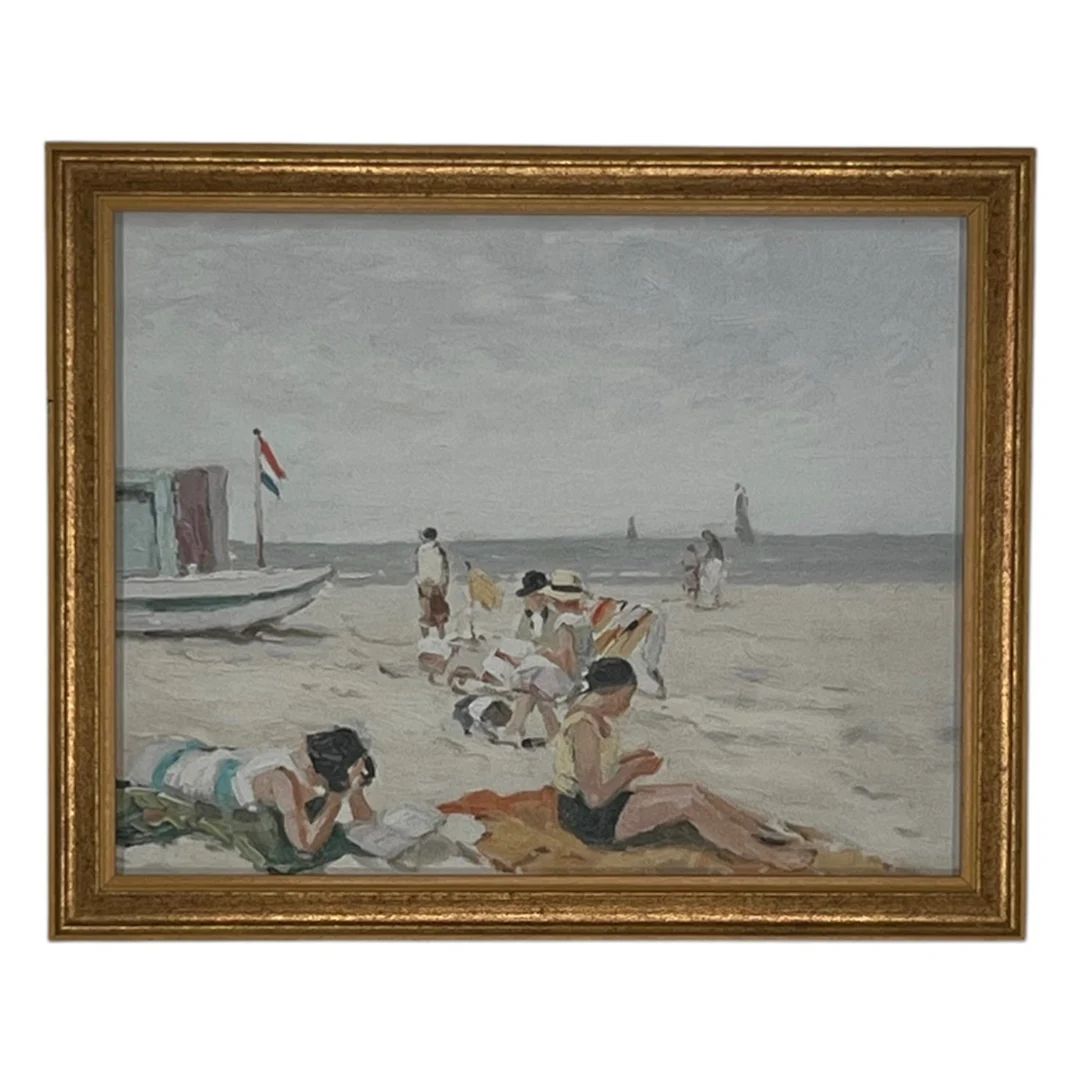 Vintage Framed Canvas Art  // Framed Vintage Print // Vintage Painting // Coastal Beach Art // Be... | Etsy (US)