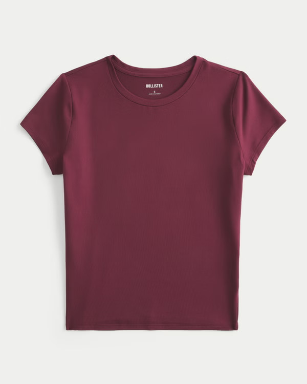 Soft Stretch Seamless Fabric Crew Baby Tee | Hollister (US)