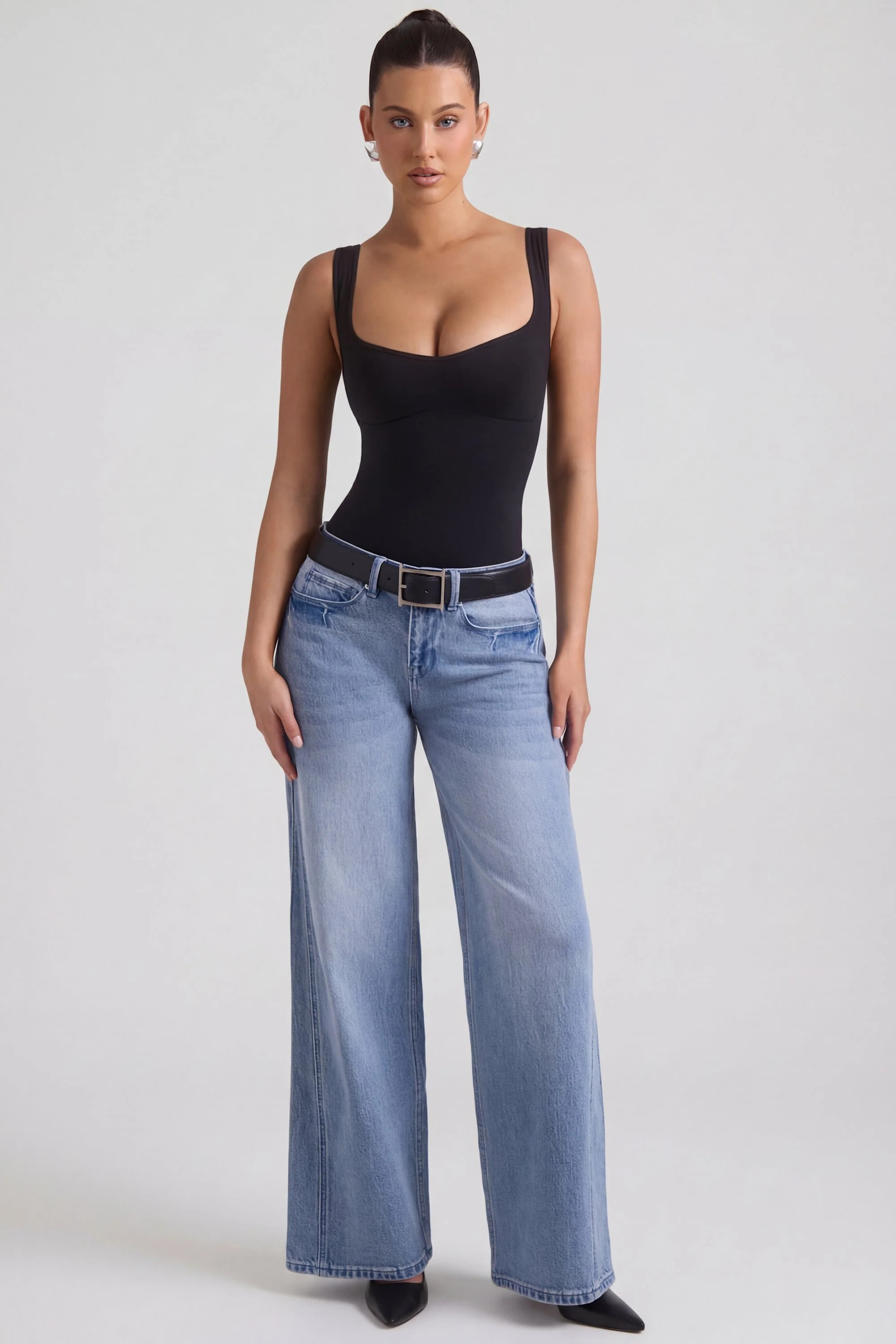 Low-Rise Wide-Leg Jeans in Vintage Wash | Oh Polly