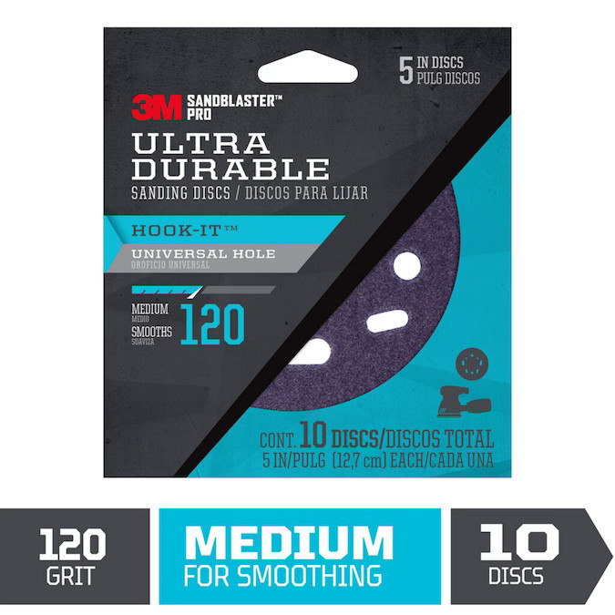 3M Sanding Disc Medium 120-Grit Disc Sandpaper 5-in W x 5-in L 10-Pack Lowes.com | Lowe's