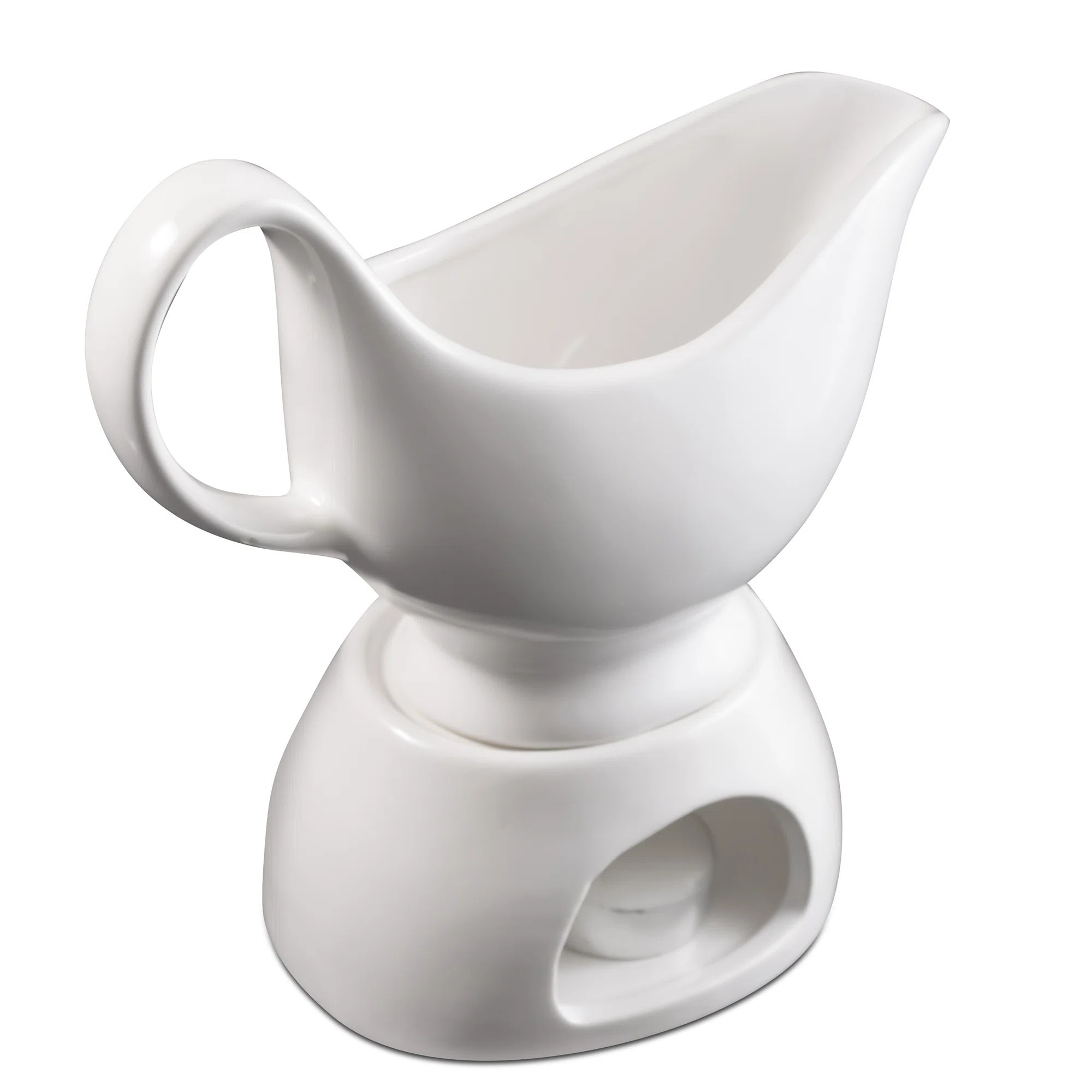 Winston Porter Porcelain Gravy Sauce Boat With Stand And Candle, White | Wayfair | Wayfair North America