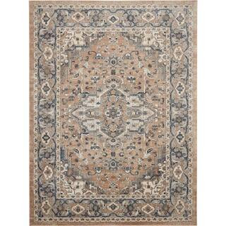 Concerto Beige/Grey 7 ft. x 10 ft. Center medallion Traditional Area Rug | The Home Depot