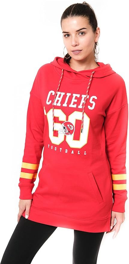 Ultra Game NFL Womens Soft French Terry Tunic Hoodie Pullover Sweatshirt | Amazon (US)
