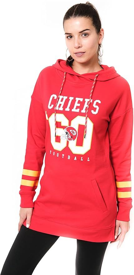 Ultra Game NFL Womens Soft French Terry Tunic Hoodie Pullover Sweatshirt | Amazon (US)