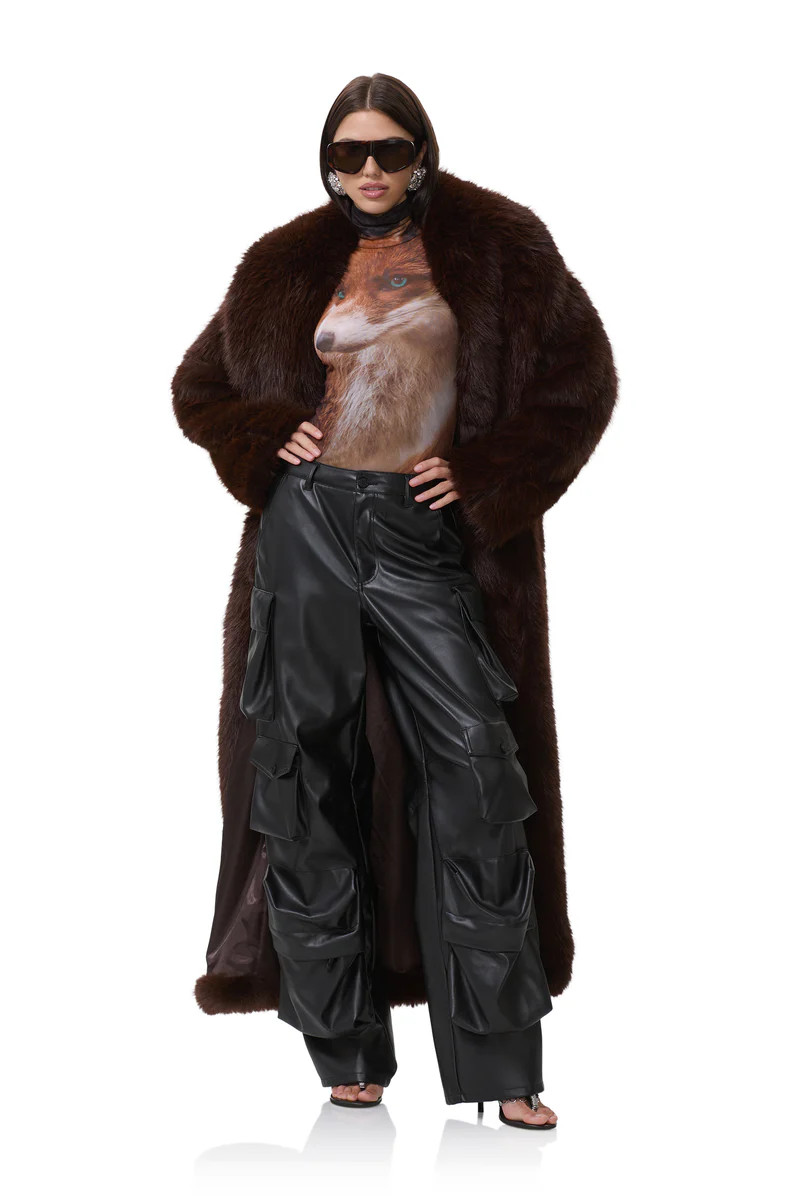 Lisbon Fur Coat - Java | ShopAFRM
