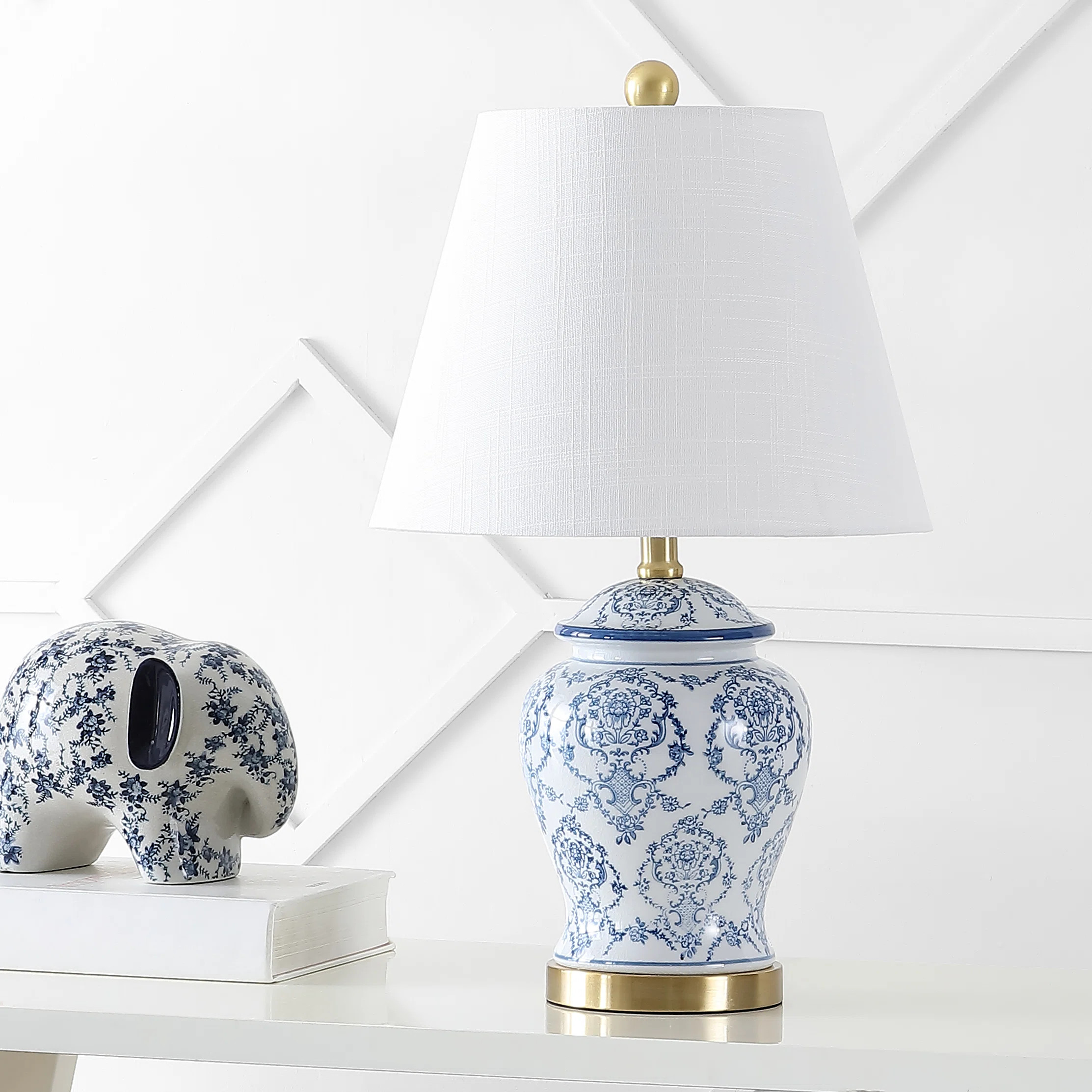 Kinton 22.25" Blue/White Standard Lamp | Wayfair North America