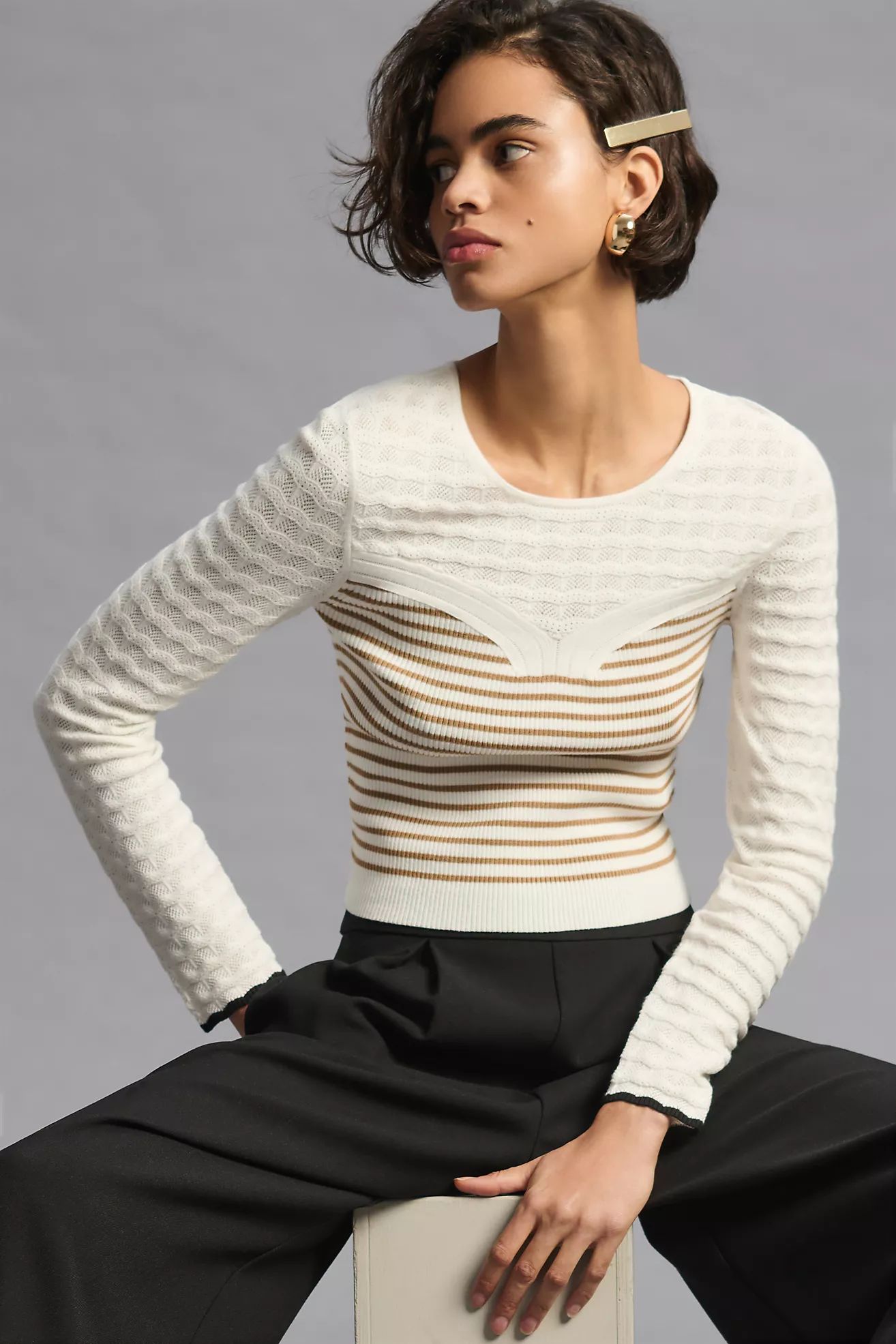 Maeve Pointelle Sweater Top | Anthropologie (US)