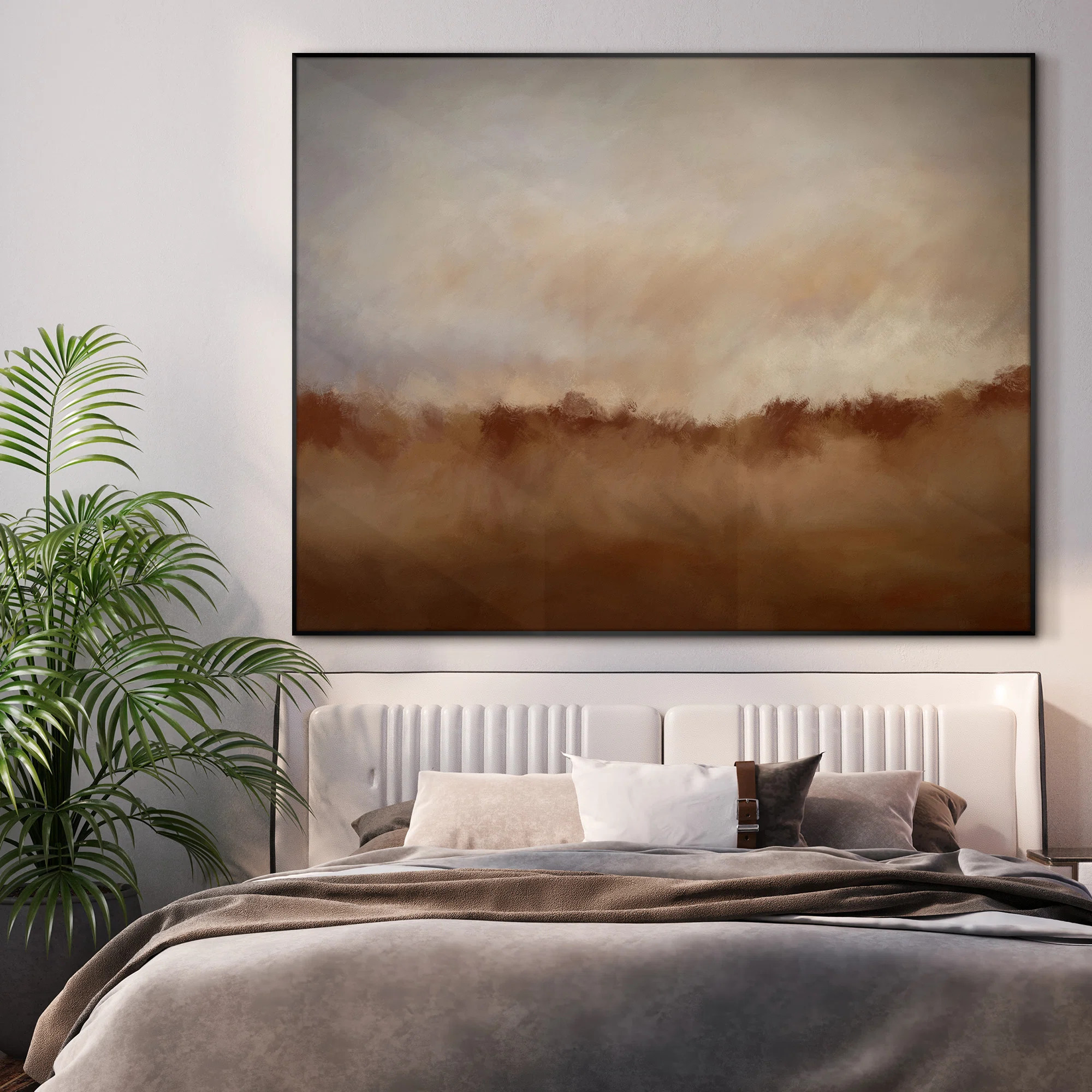 Rustic Abstract Landscape Neutral Beige and Brown Home Decor Extra Large Framed Wall Art Print (Frame Assembly Required) | Wayfair North America