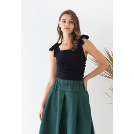 Ruched Side Tie-Bow Crop Cami Top in Black | Chicwish