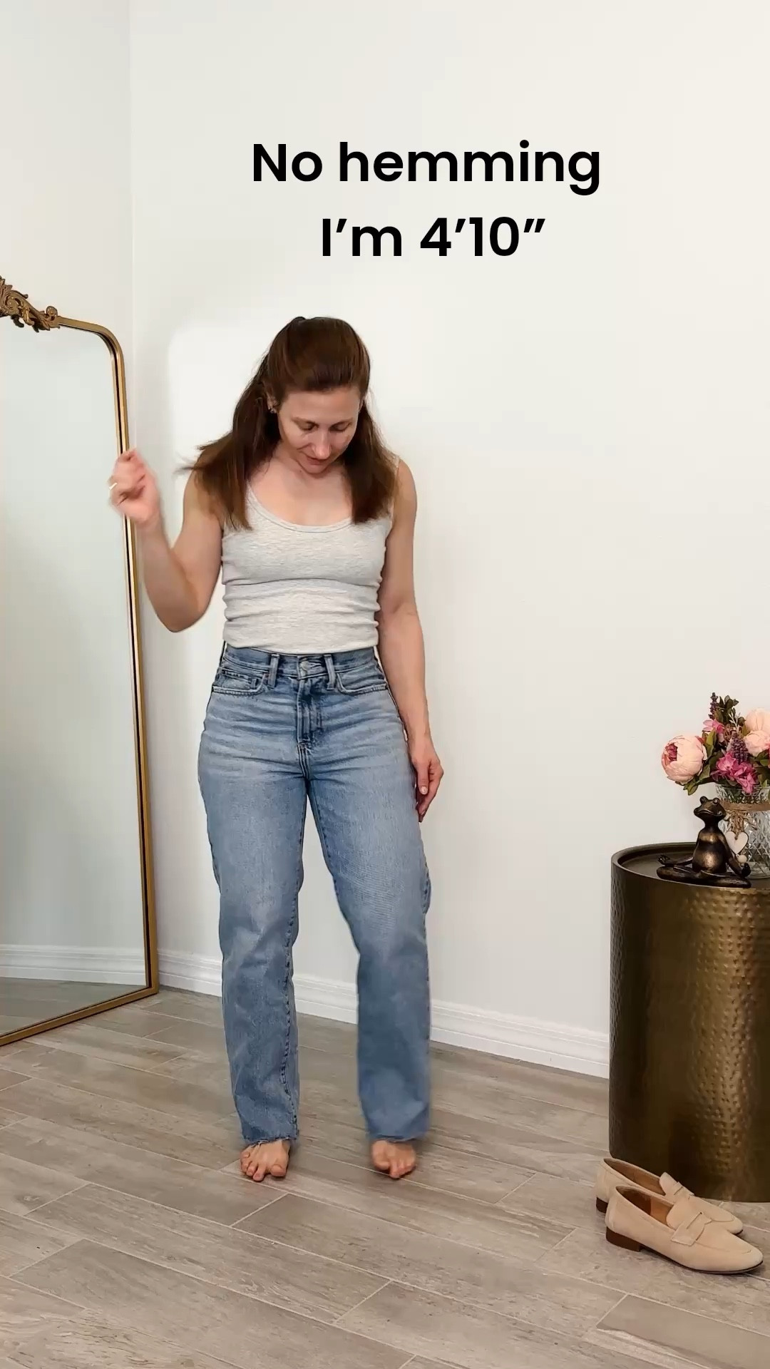 Found a pair of no hemming required denim for petites! @Quince I’m 4’10” wearing the 26 inch inseam option. This pair stays more structured throughout the day and doesn’t stretch out a lot! ￼

#LTKootd #LTKPetite #LTKOver40