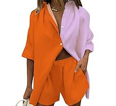 HAPCOPE Women's 2 Piece Casual Tracksuit Outfit Set Half Sleeve Shirt and High Waisted Shorts Set | Amazon (US)