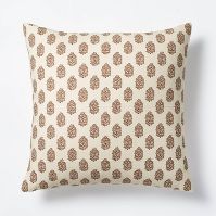 Floral Block Printed Square Throw Pillow Cream/Mahogany - Threshold™ designed with Studio McGee | Target