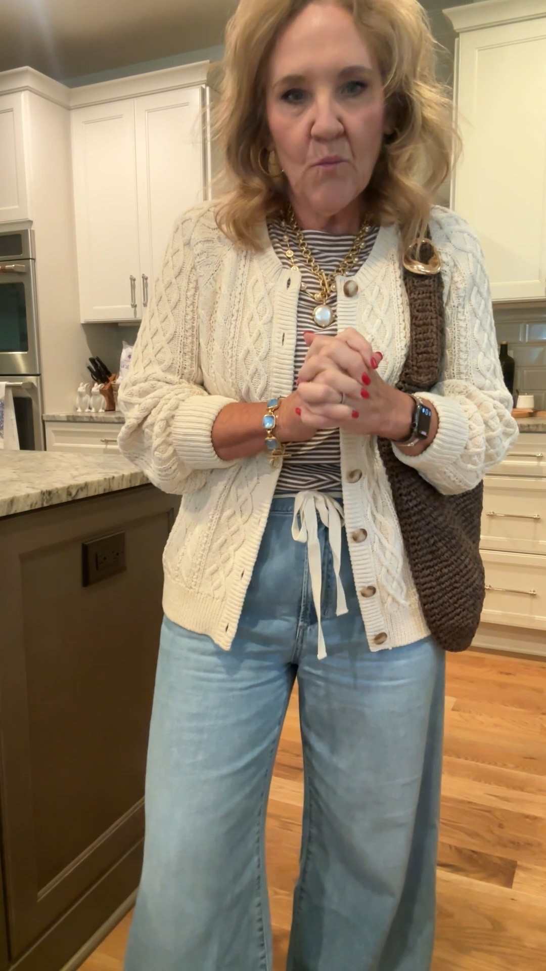 A bit long style tour but talking about why this works and why I love it. 

Joes jeans at Nordstrom rack but size up! I’m wearing a 30. Lighter weight denim not much stretch. 
Striped tshirt size medium 
Sezane sweater it beautiful. Linking a few similar splurge sweaters you’ll have for years to come. This is a medium. 

And this new knit bag from
Anthro? Oh my goodness this just finishes the outfit. 

Keds calf hair sneakers are 30% off! 


Joes jeans drawstring jeans cable knit sweater neutral outfit 

#LTKPetite #LTKOver40 #LTKStyleTip