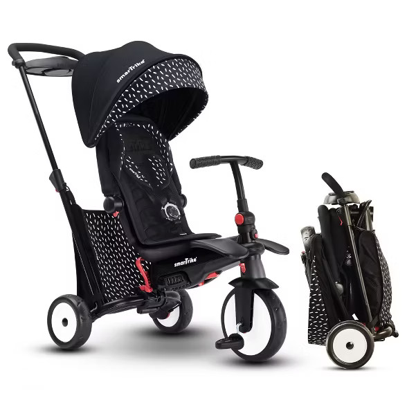 smarTrike STR5 Folding Toddler Tricycle 7-in-1 Multi-Stage Trike - Black/White - 1-3 Years | Target