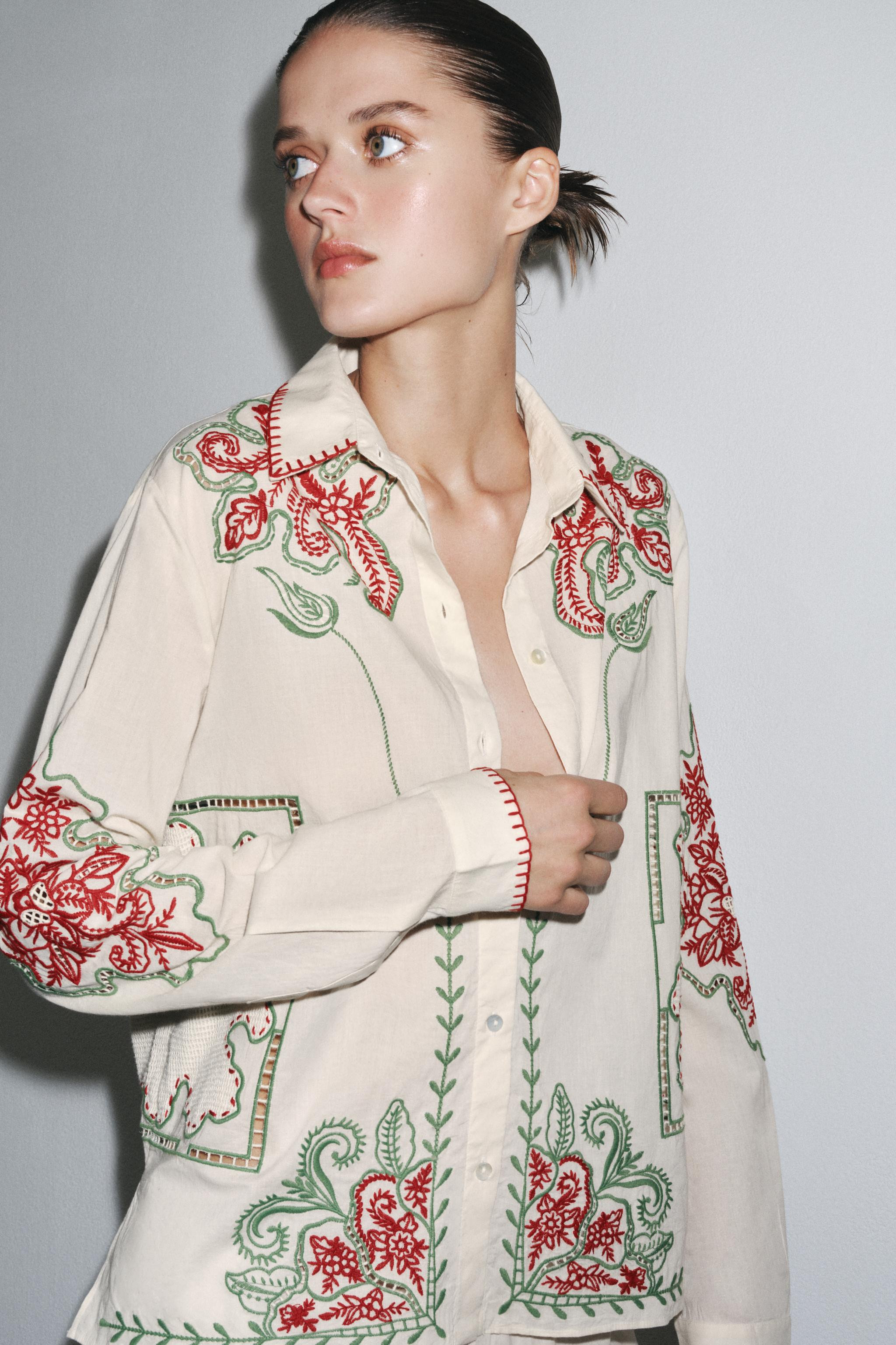ZW COLLECTION EMBROIDERED SHIRT | Zara US