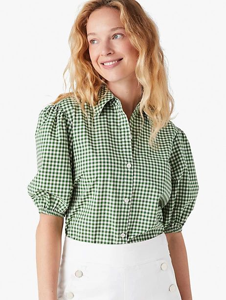 mini gingham button-front shirt | Kate Spade (US)
