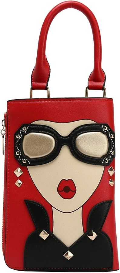 Women Novelty Lady Face Purse Satchel Bags Funky Personalized Tote Handbags Crossbody Shoulder Ba... | Amazon (US)