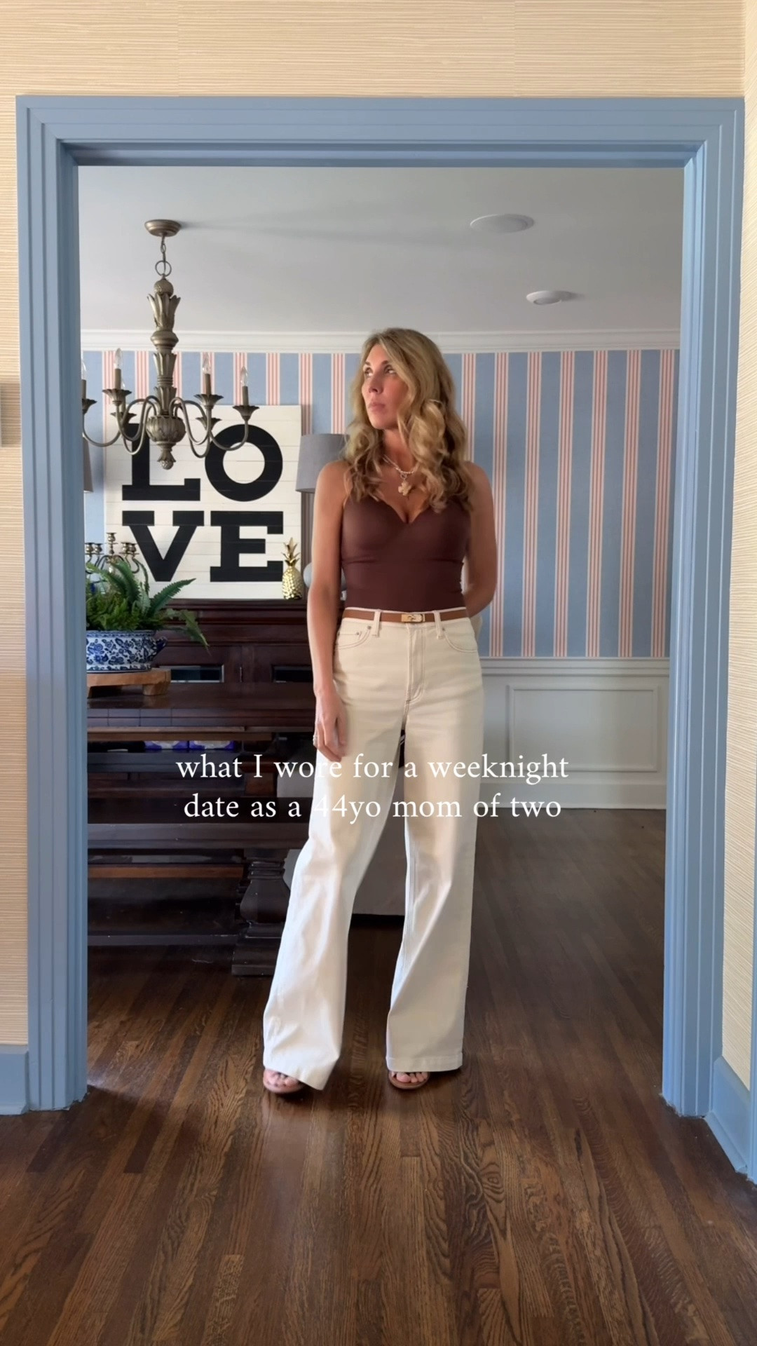These jeans. OMG. I’m so glad I kept these! Love love love the color! I paired them with my Underoutfit lifting cami and my Z Supply button up shirt. Ended up not wearing the button up because it was a million degrees in the restaurant. 🥵 

I vary between a 27/28 in jeans and am wearing a 28 in these but really probably needed a 27. They do have a long inseam and are great for the tall girls! I’m 5’8” and have a wedge heel on. 

Wearing a medium in the shaping cami. Reminder - Underoutfit has a sale going until July 6 - buy 3 items, get 1 free!

#LTKOver40