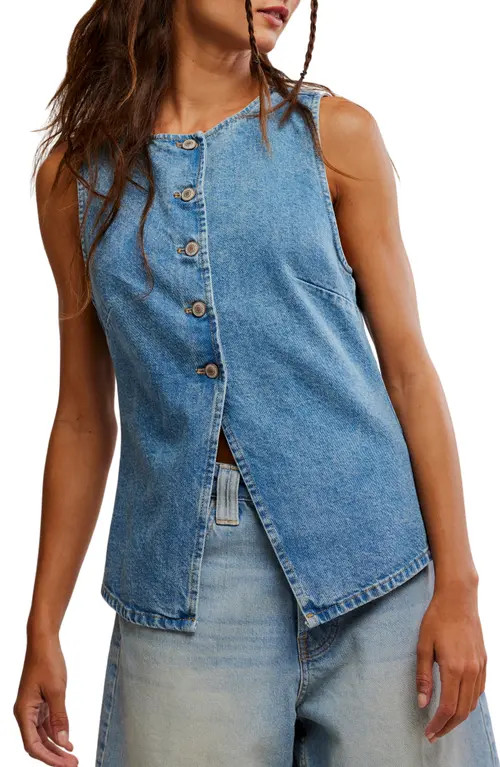 Free People Aimee Denim Vest in Indigo at Nordstrom, Size X-Small | Nordstrom