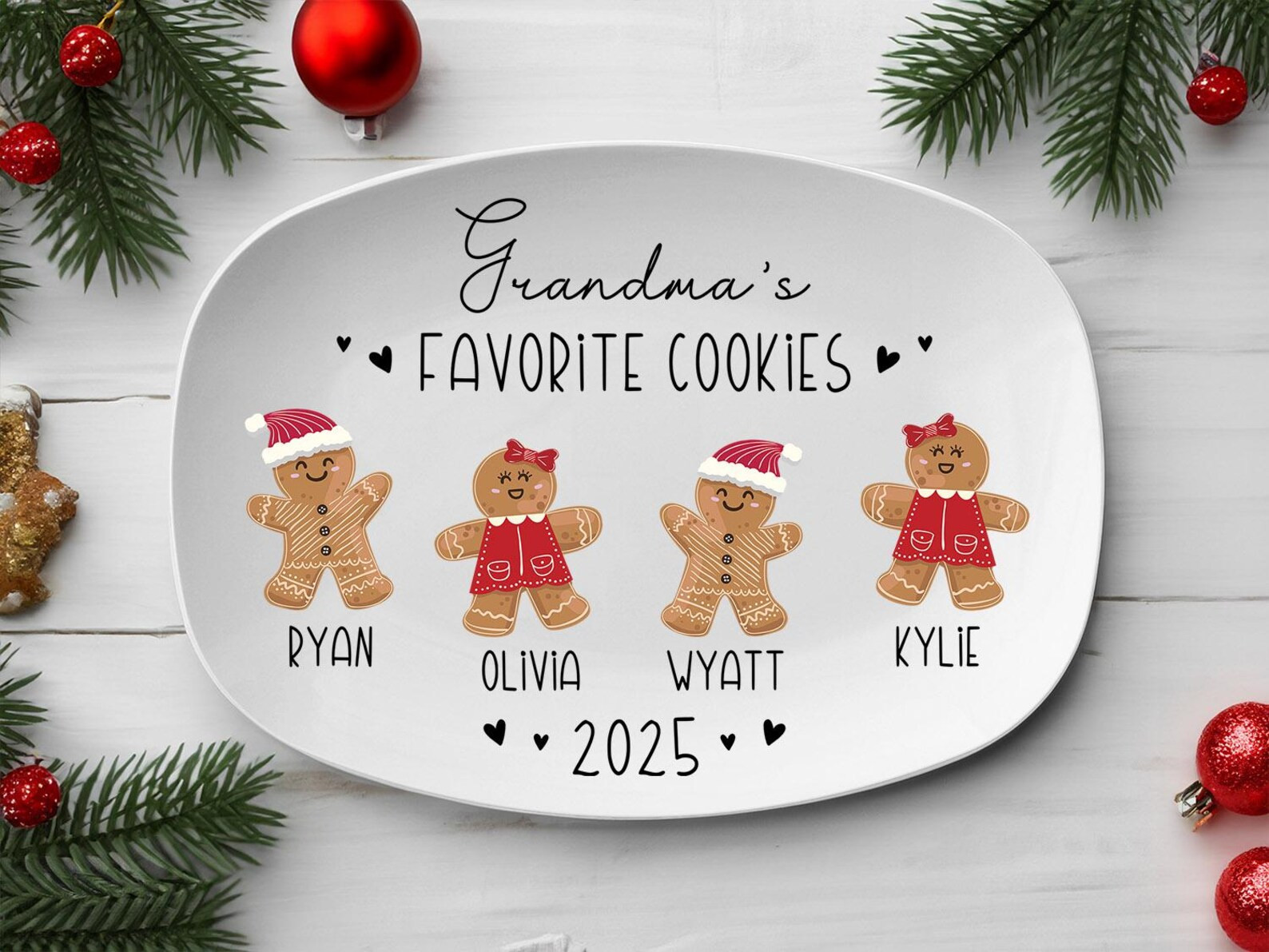 Grandma Gift, Grandma's Favorite Cookies Plate, Family Platter, Personalized Gingerbread Christma... | Etsy (US)