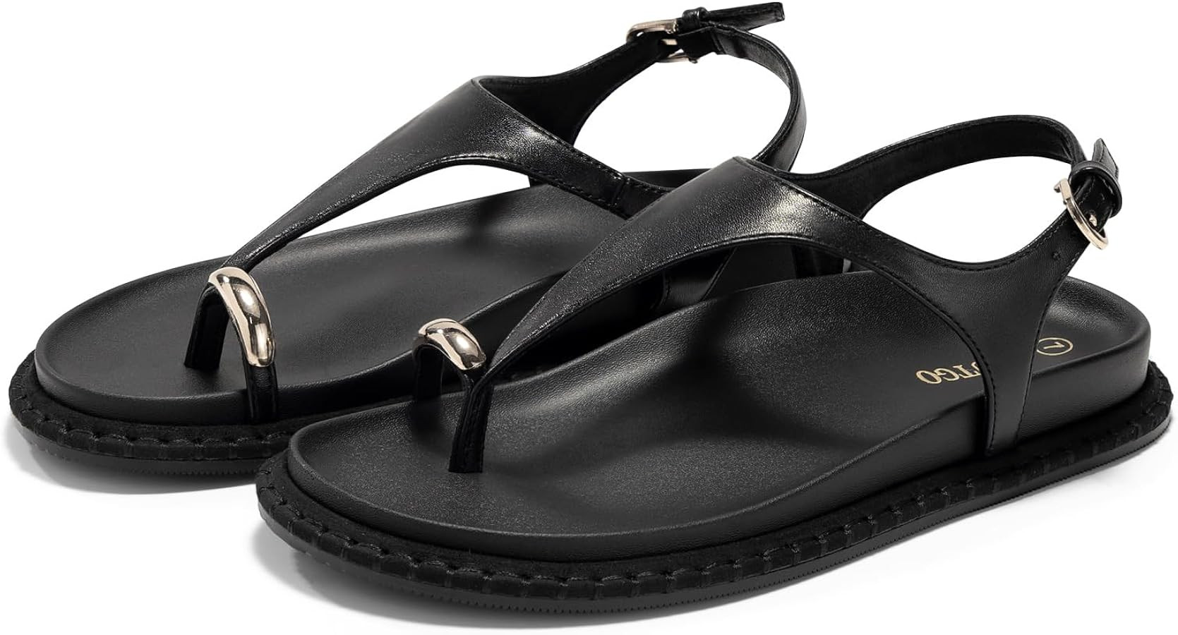 Coutgo Womens Toe Ring Flat Sandals Comfortable Flip Flops T Strap Footbed Sandals Ankle Strap Su... | Amazon (US)