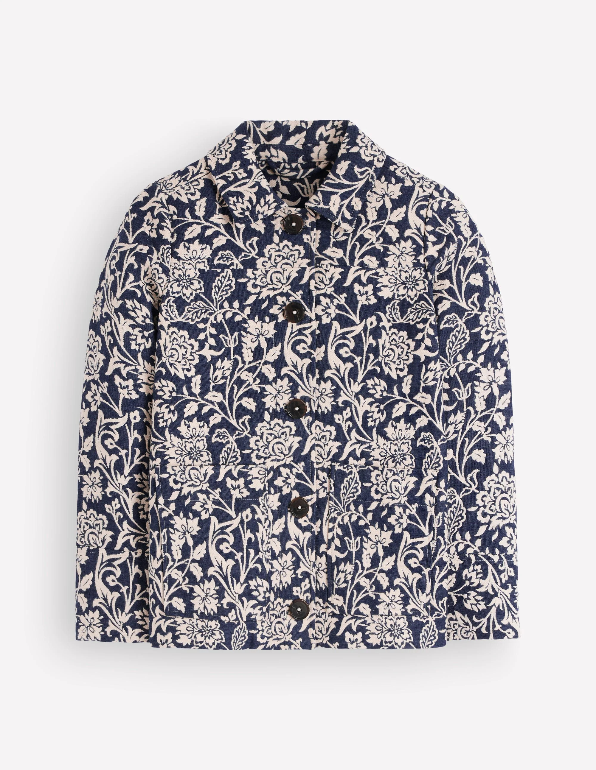 Fife Jacquard Chore Jacket-Navy | Boden UK