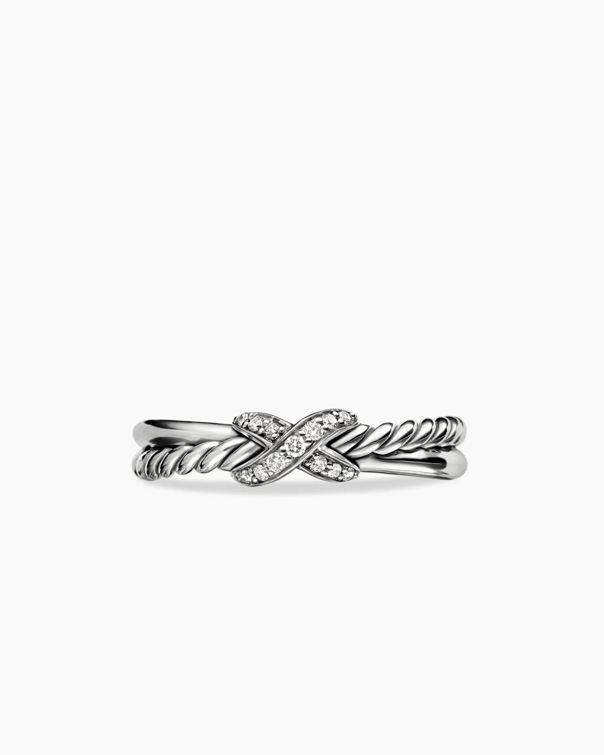 David Yurman | Petite X Ring in Sterling Silver with Diamonds, 4mm | David Yurman