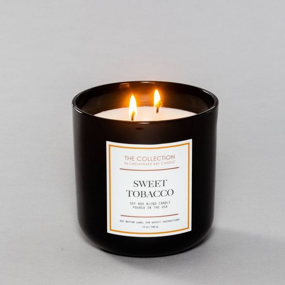12oz Black Glass Jar 2-Wick Candle Sweet Tobacco - The Collection by Chesapeake Bay Candle | Target