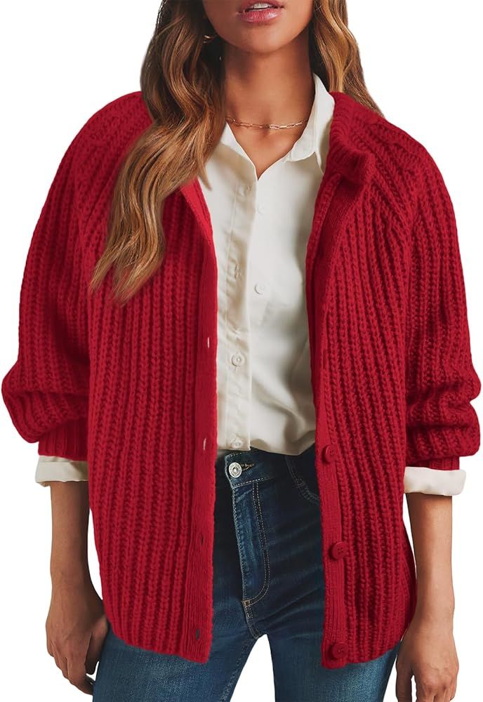 LILLUSORY Womens Classic Cardigans Trendy Soft Chunky Knit Cardigan Sweater 2024 | Amazon (US)