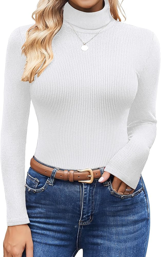 Ekouaer Women's Turtleneck Shirts Ribbed Pullover Sweater Long Sleeves Tops Midweight Thermal Und... | Amazon (US)