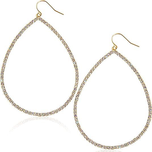 Humble Chic Simulated Diamond Teardrop Dangle Earrings For Women - Gold or Silver Tone with Cubic... | Amazon (US)