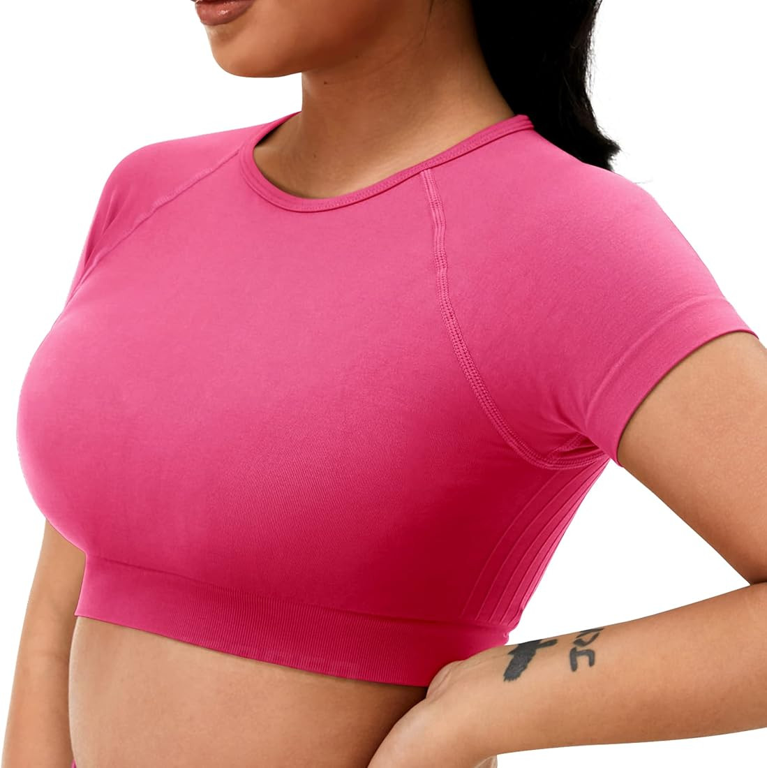 YEOREO Amplify Women's Seamless Short Sleeve Crop Top Workout Gym Yoga Tops for Women Athletic Sh... | Amazon (US)