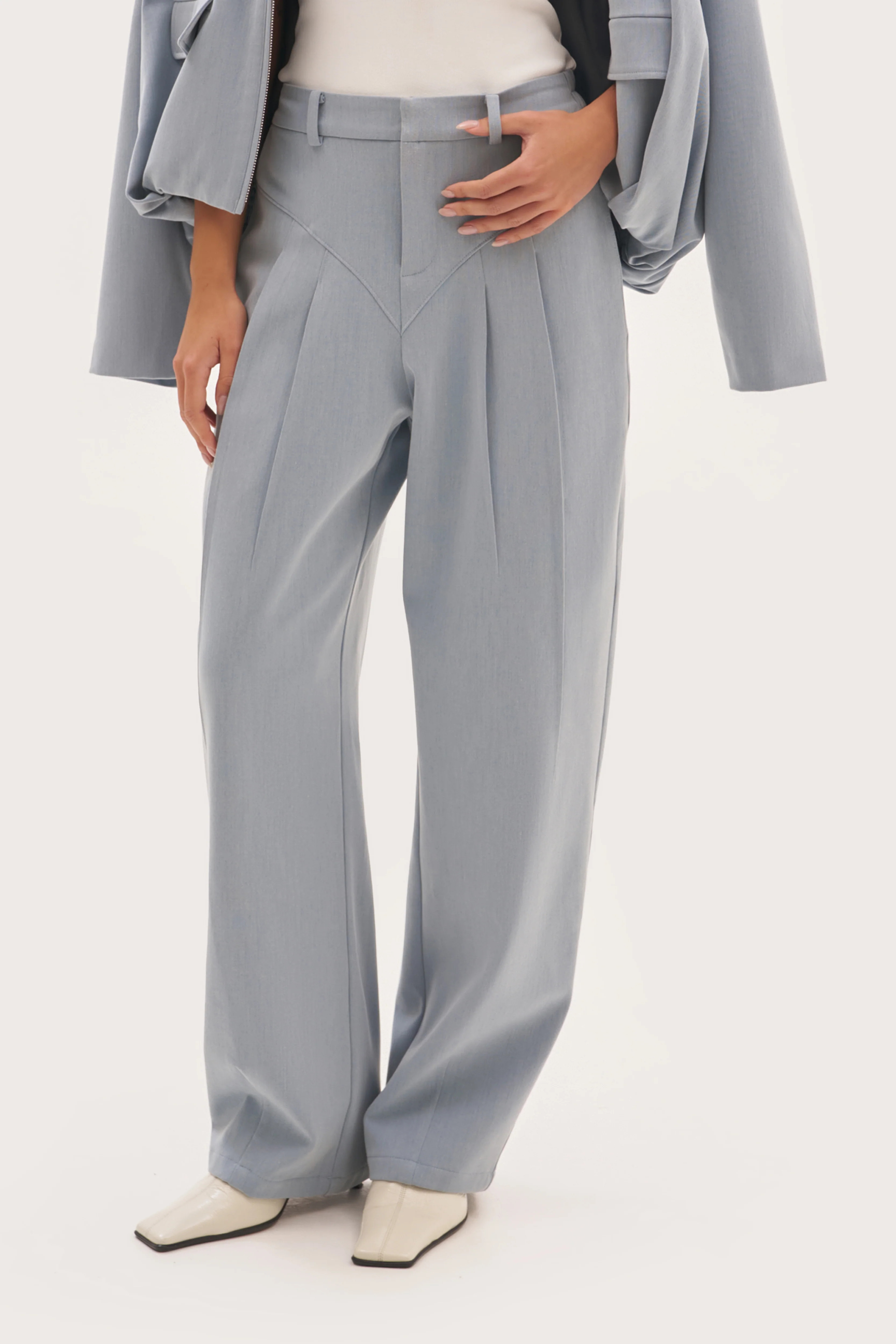 Tailored Balloon Trousers - Washed Blue | Maebe UK