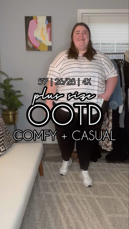 Plus size casual and comfy OOTD! Shirt and pants are both 4X from maurices! The top and pants are both incredibly soft. The pants did have some lint shedding from the fleece material on the inside, so be advised! Shoes are On Cloudnovas! 

#LTKunder50 #LTKstyletip #LTKcurves